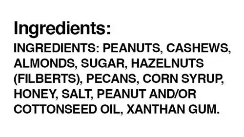 Этикетка орехов