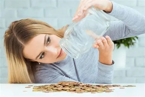 Женщина ищет деньги в банке