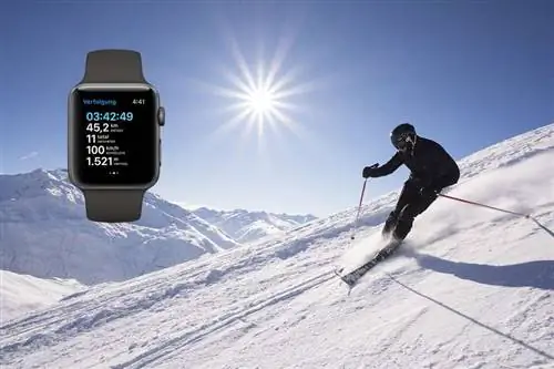 Лыжник с Apple Watch