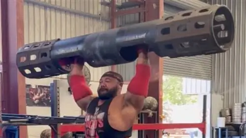 Смотреть стронгмен Жан-Стивен Корабеф Жим бревна 155 кг (341 фунт) в 3 повторениях