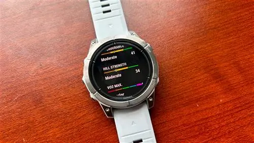 Экран Garmin Epix 2 Pro показывает средний балл прочности на подъеме 34. Экран Garmin Epix 2 Pro показывает средний балл прочности на подъеме 34.