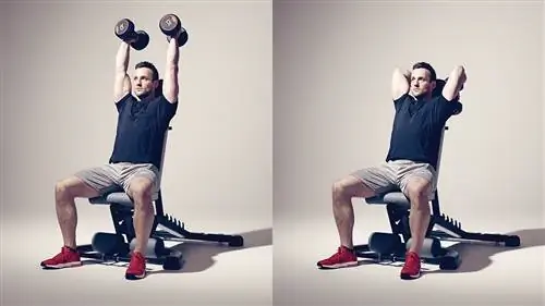 Разгибание гантели над головой