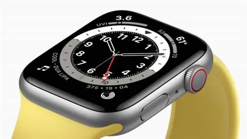 Apple Watch SE алюминиевый серебристый корпус с желтым ремешком Apple Watch SE алюминиевый серебристый корпус с желтым ремешком