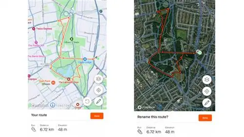 Планировщик маршрутов Strava с картой и видом со спутника