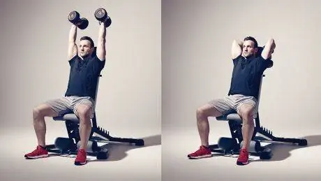 Как выполнять разгибание трицепса с гантелью над головой